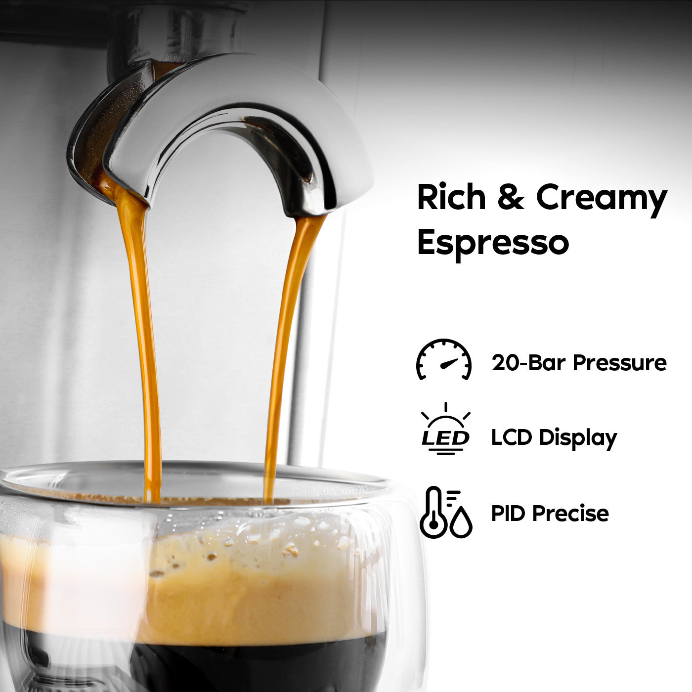 Casabrews 5700Pro™ All-in-One Espresso Machine with Digital LCD Display Screen