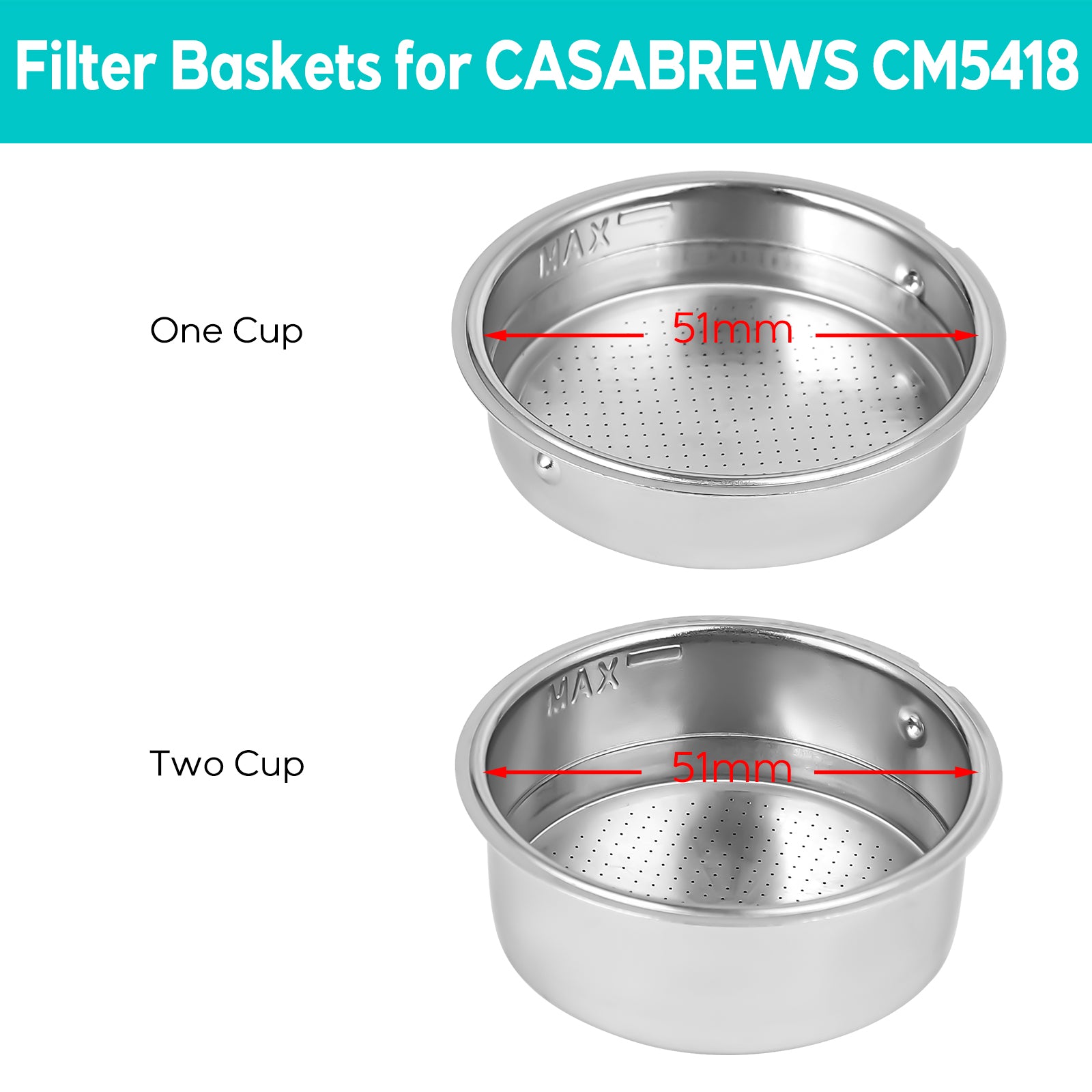 Casabrews Espresso Machine CM5418 Series Single Double-Cup Filter Set