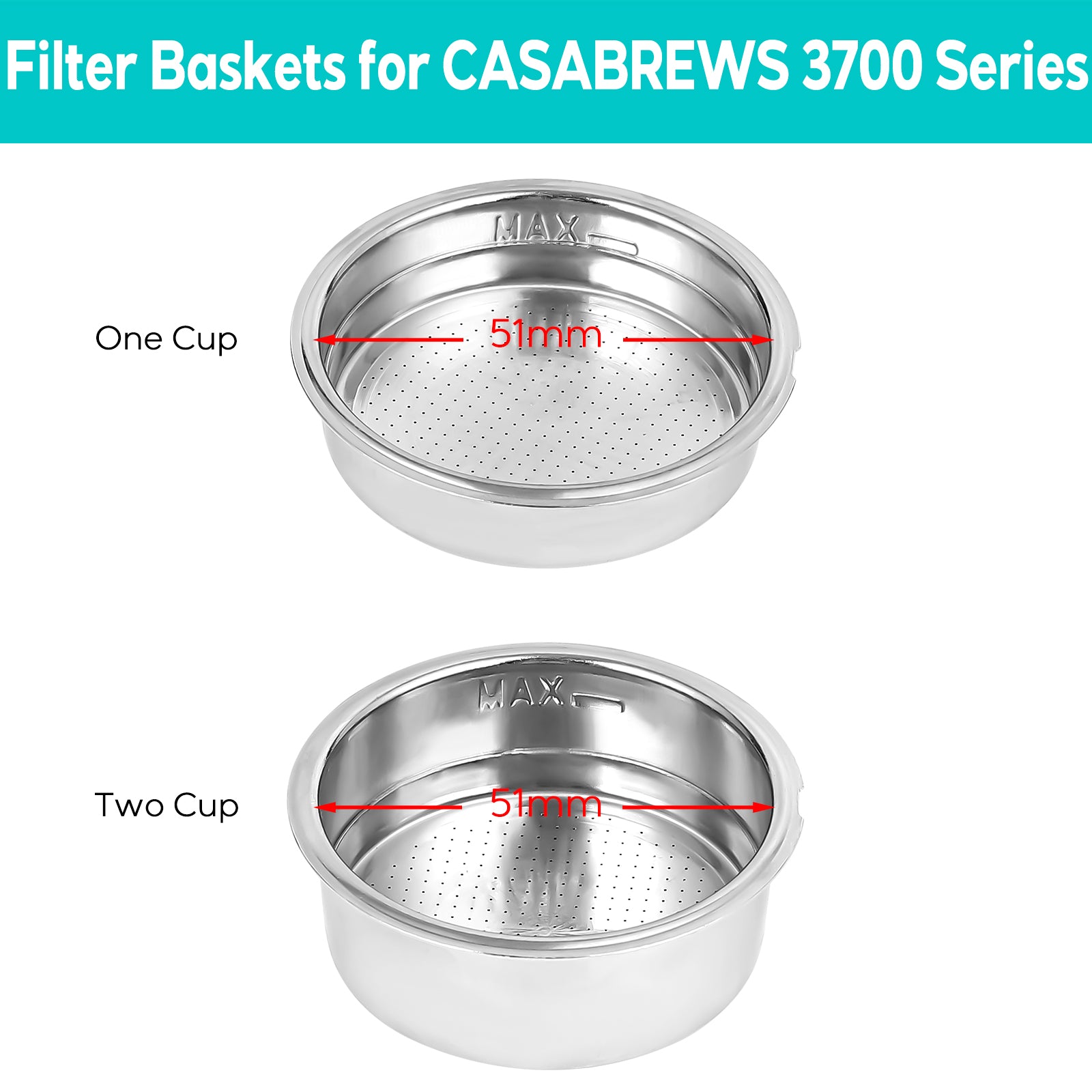 Casabrews Espresso Machine 3700 Series Single Double-Cup Filter Set