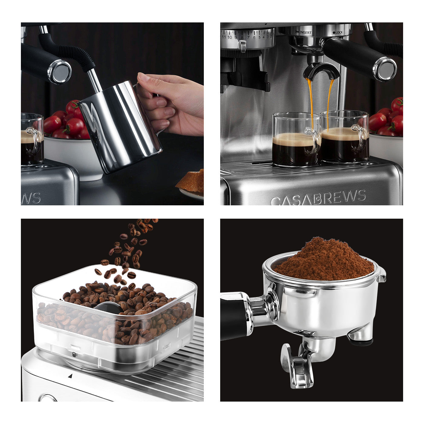 Casabrews 5700Pro™ All-in-One Espresso Machine with Digital LCD Display Screen