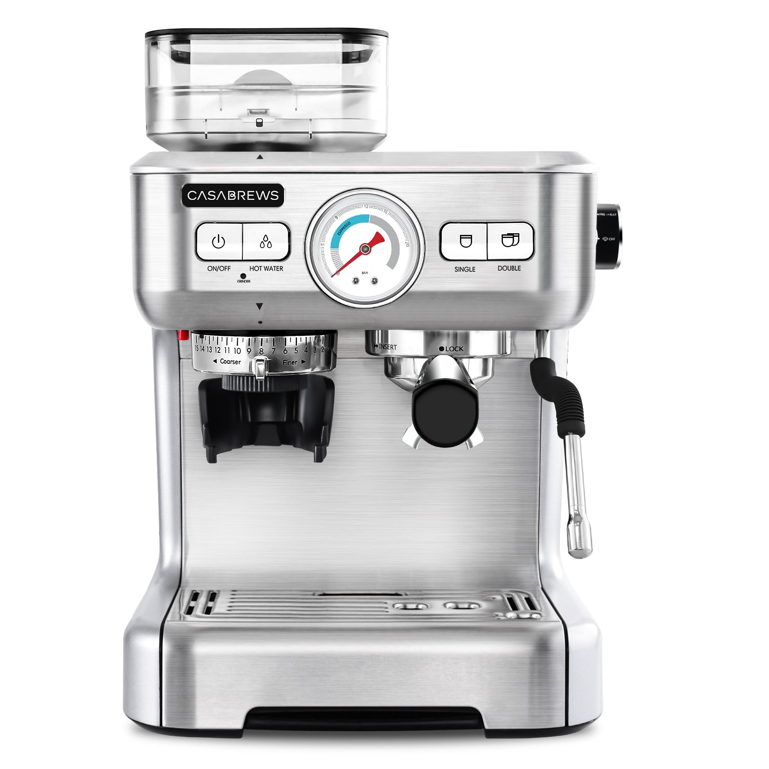 CASABREWS CM5418 Compact 20-Bar Espresso Machine with Stainless Steel Milk Frother Black