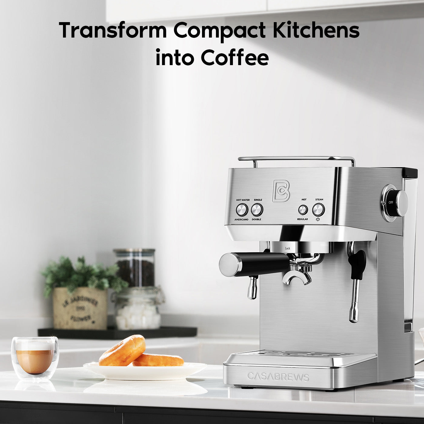 CASABREWS 4700GENSE™ 20-Bar Espresso & Americano Maker with Steam Wand & Temperature Control