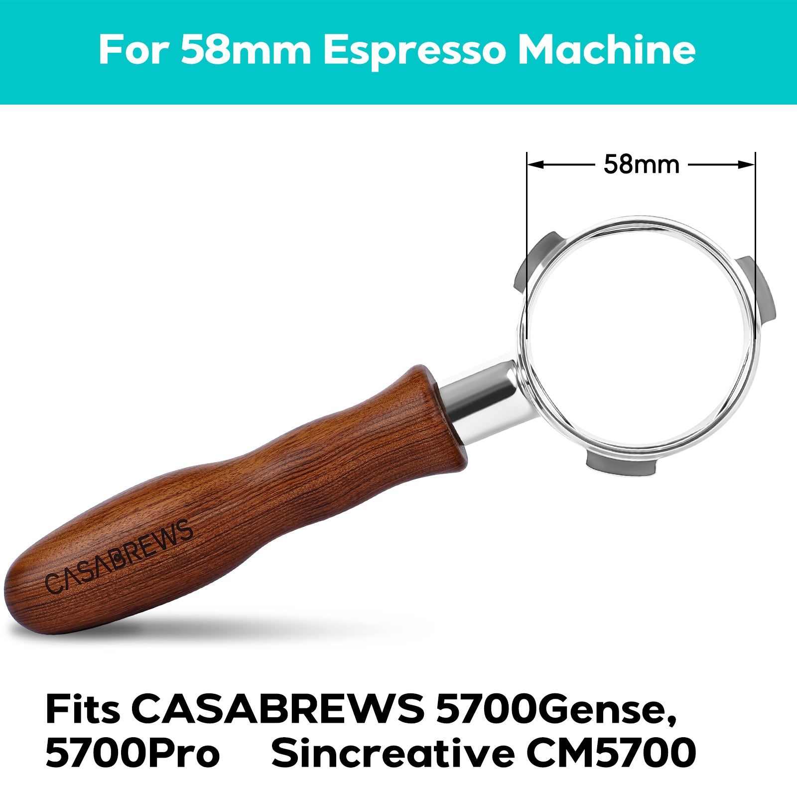 58mm Bottomless Stainless-steel Portafilter with 3 Ears Compatible with 5700 Series