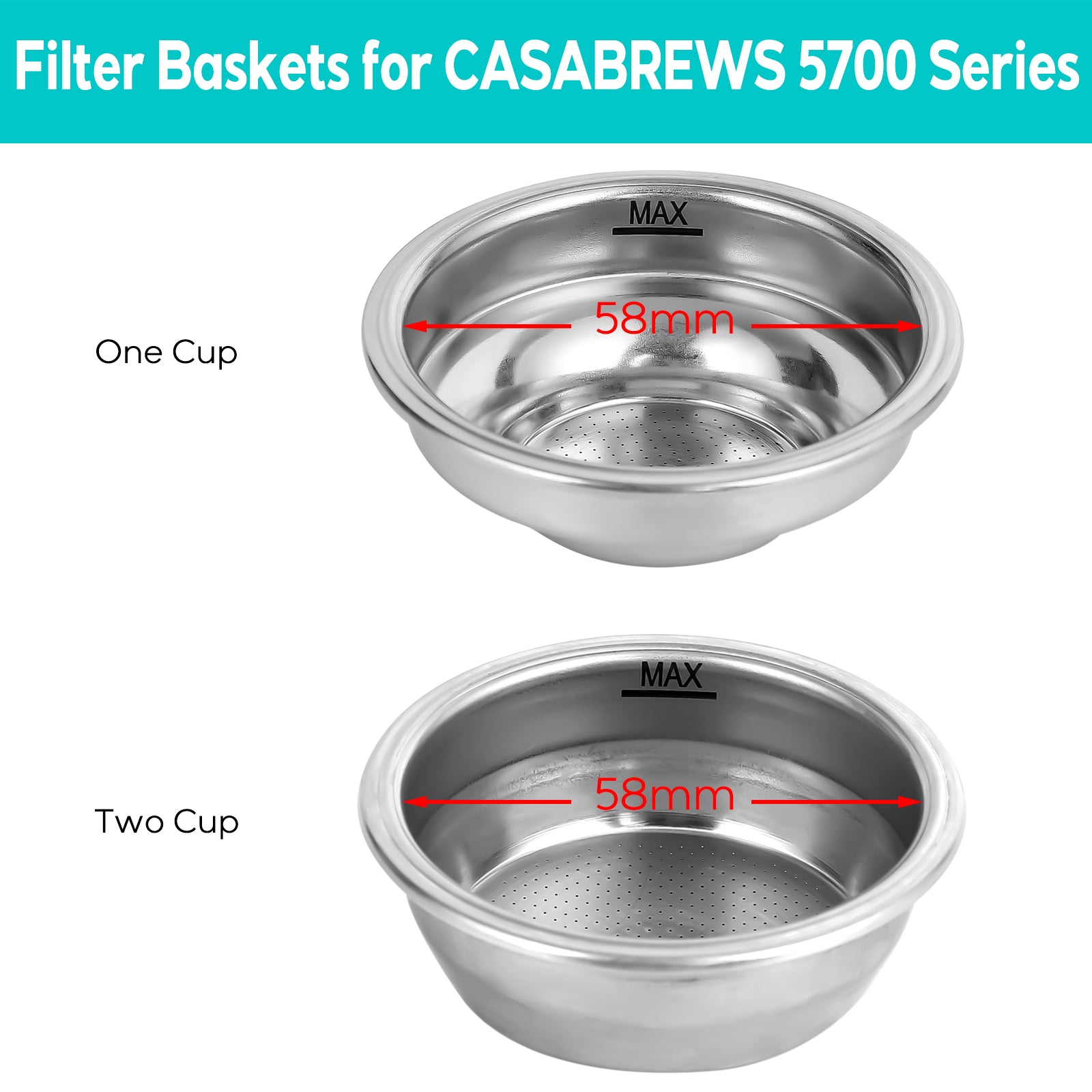 Casabrews Espresso Machine 5700 Series Single Double-Cup Filter Set