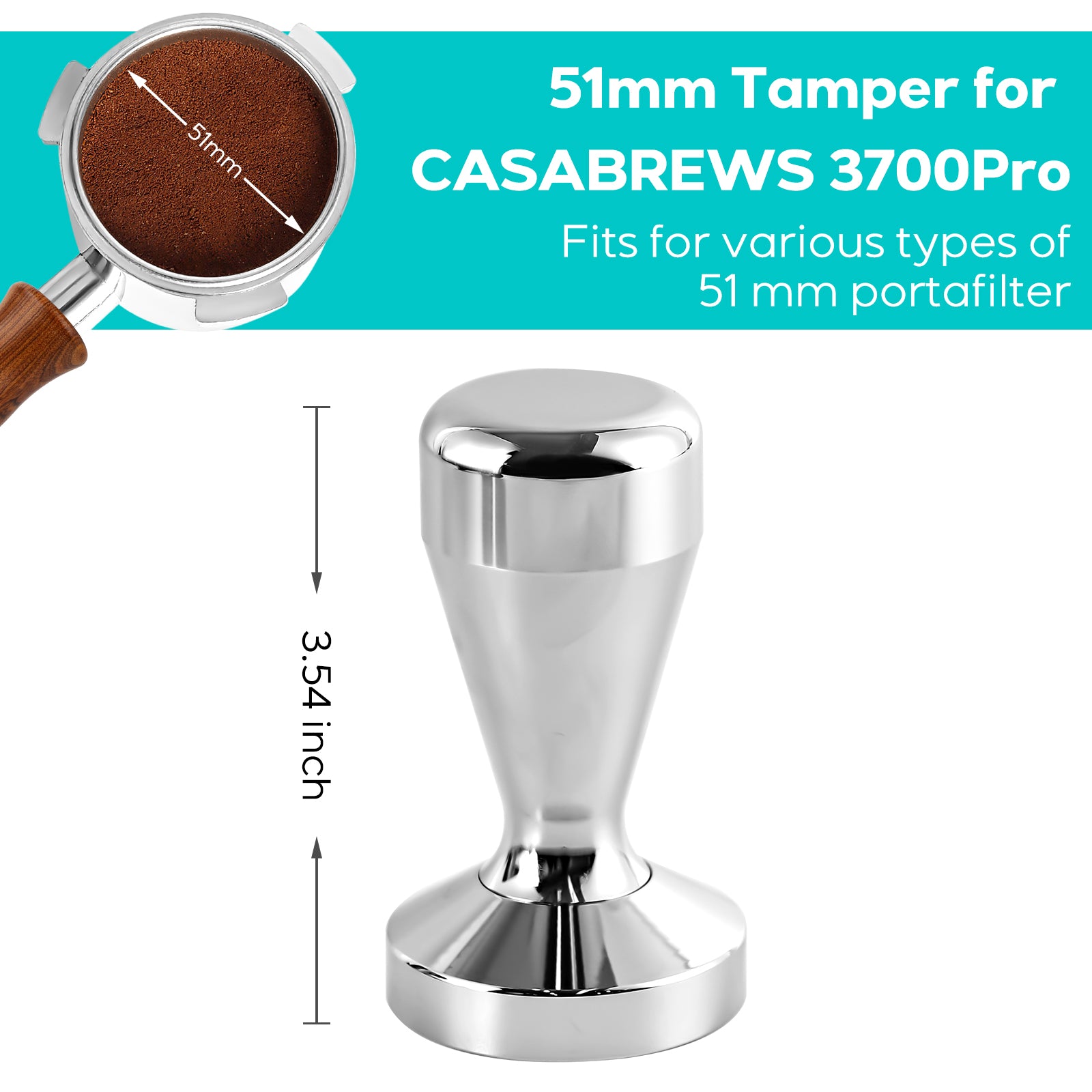 Casabrews Espresso Machine 3700Pro Manual Stainless Steel Tamper