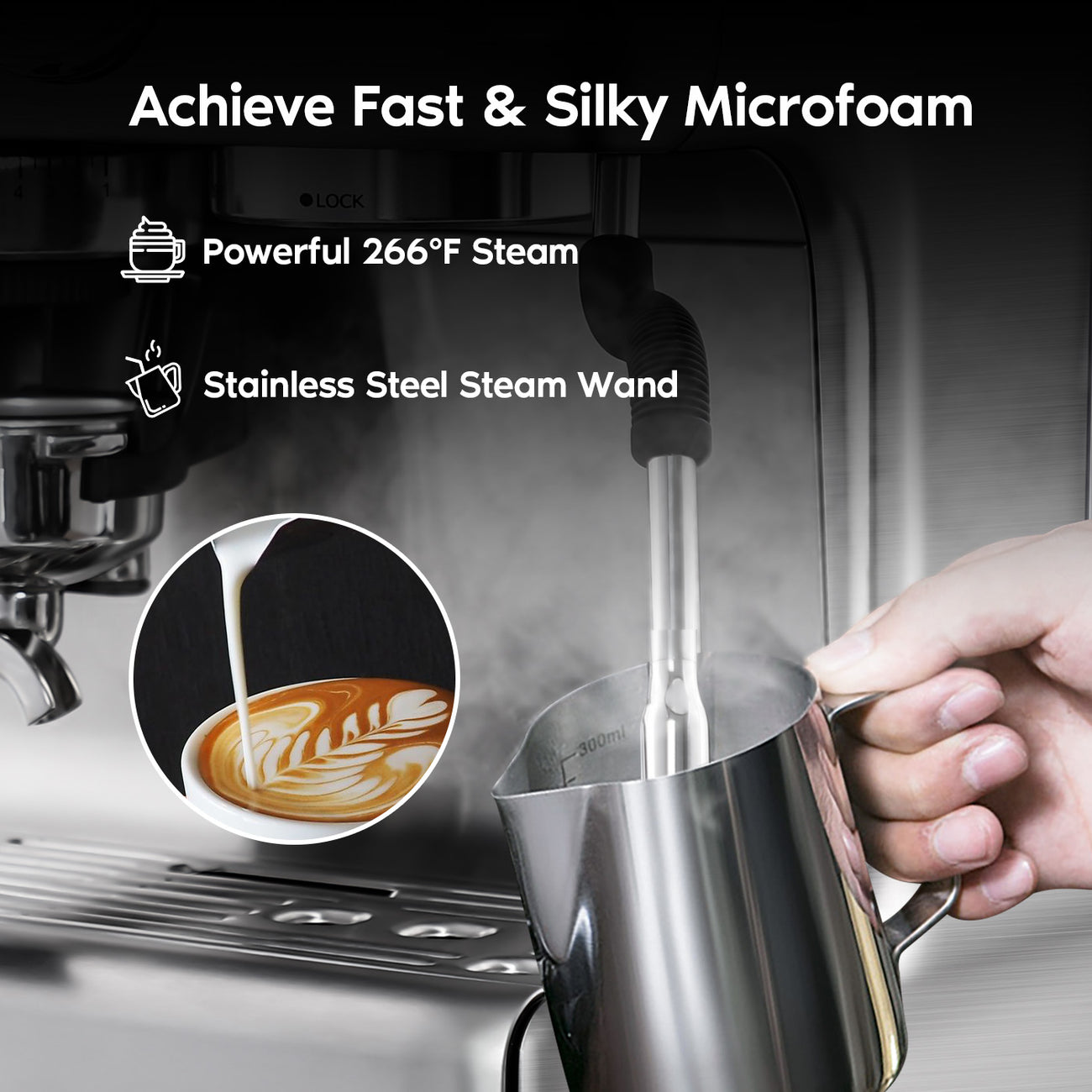5700GENSE™ AllinOne Espresso Machine with Grinder, Steam Wand, 54mm