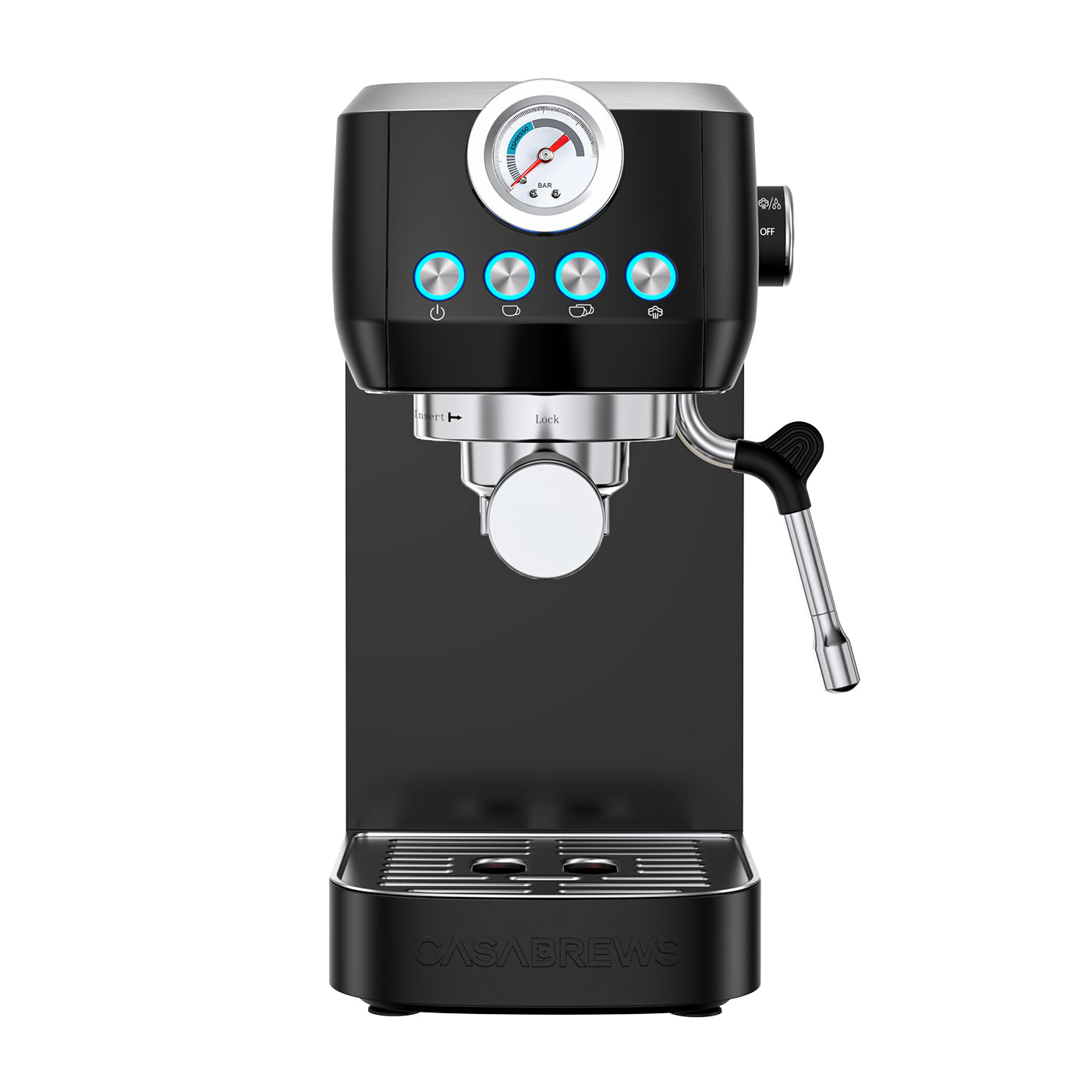 Casabrews 20 Bar Espresso Machine with Milk Frother System, Black Stainless Steel