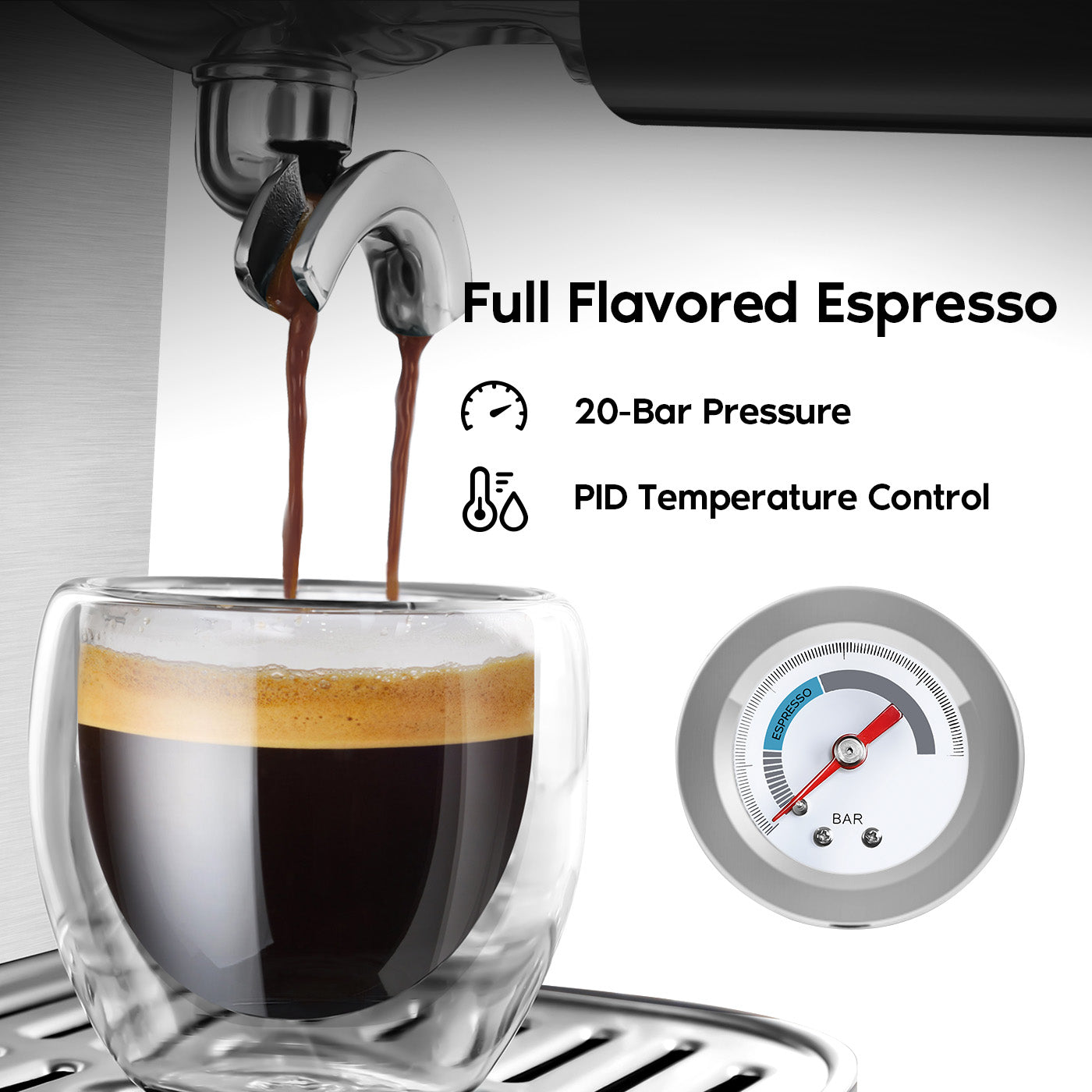 CASABREWS 3700PRO™ 20-Bar Semi-Automatic Espresso Machine with Auto-Frothing System