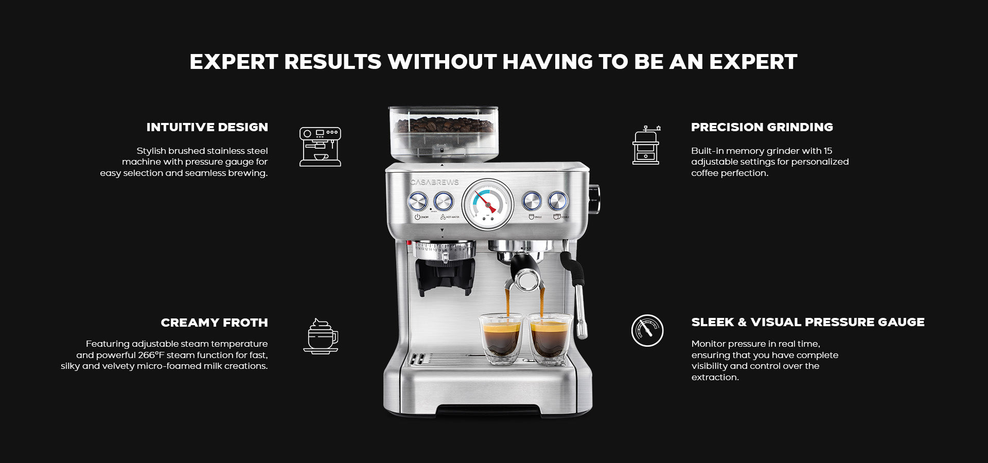 CASABREWS 5700GENSE™ All-in-One Espresso Machine with Auto Grinding