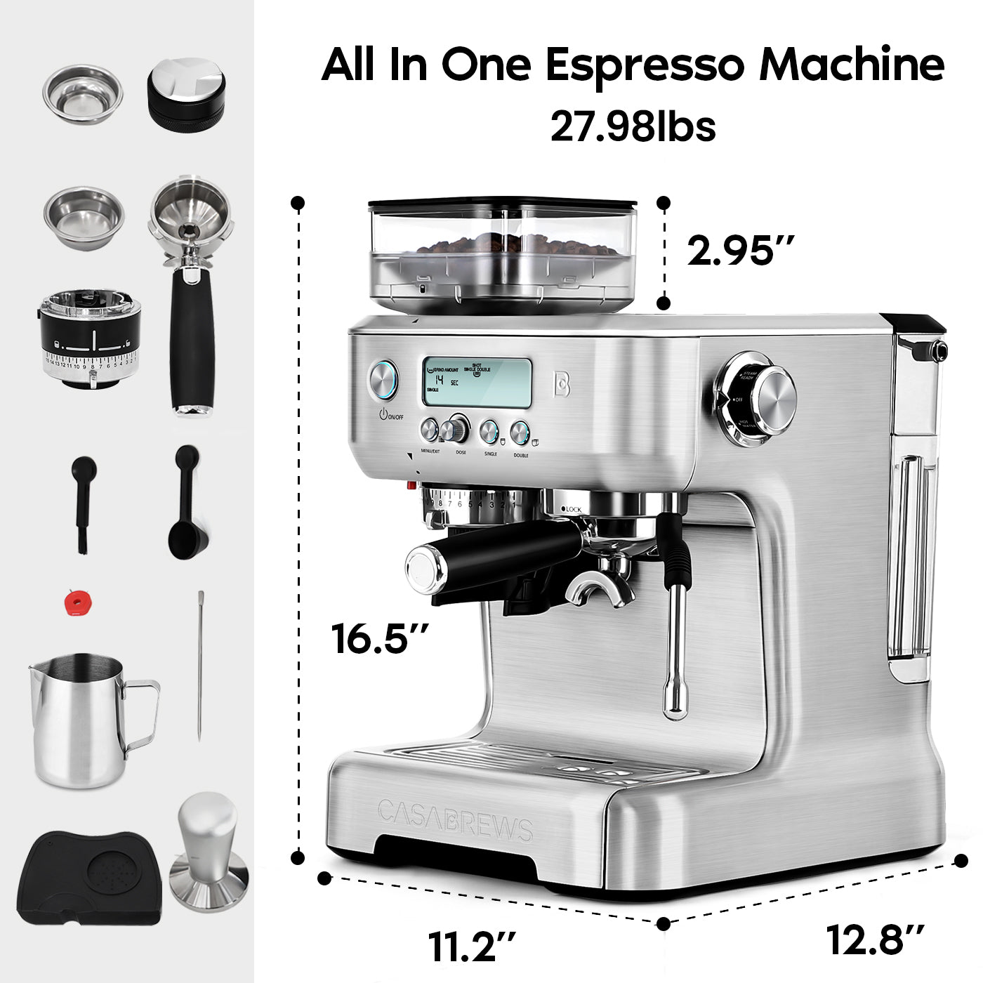 Casabrews 5700PRO™ All-in-One Espresso Machine with Digital LCD Display Screen