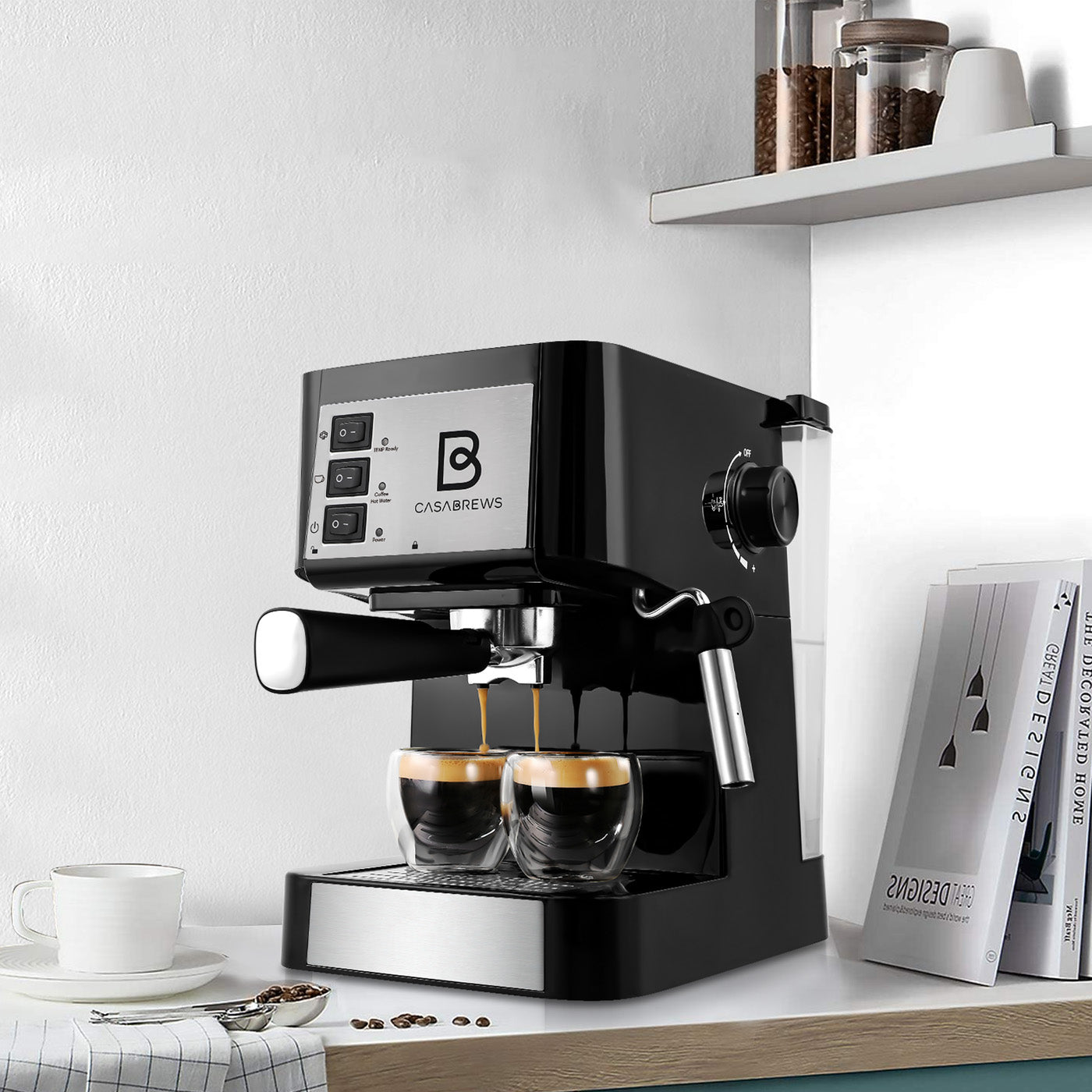 CASABREWS Casabrews CM1699 Compact Sleek Design Espresso Machine with Milk Frother Wand