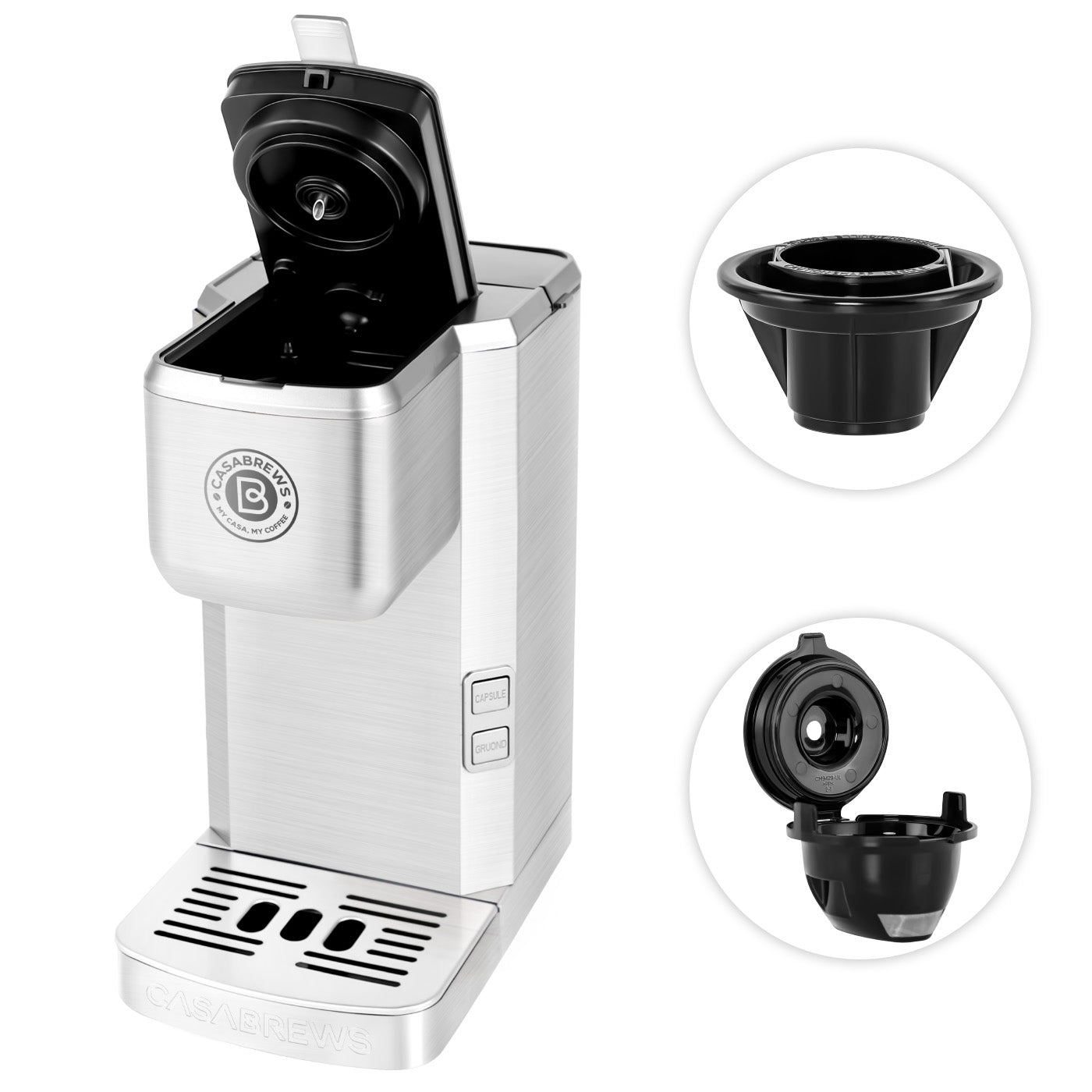 CASABREWS 2-in-1 Single Serve CM1712 Coffee Maker for K-Cup Pod or Ground Coffee