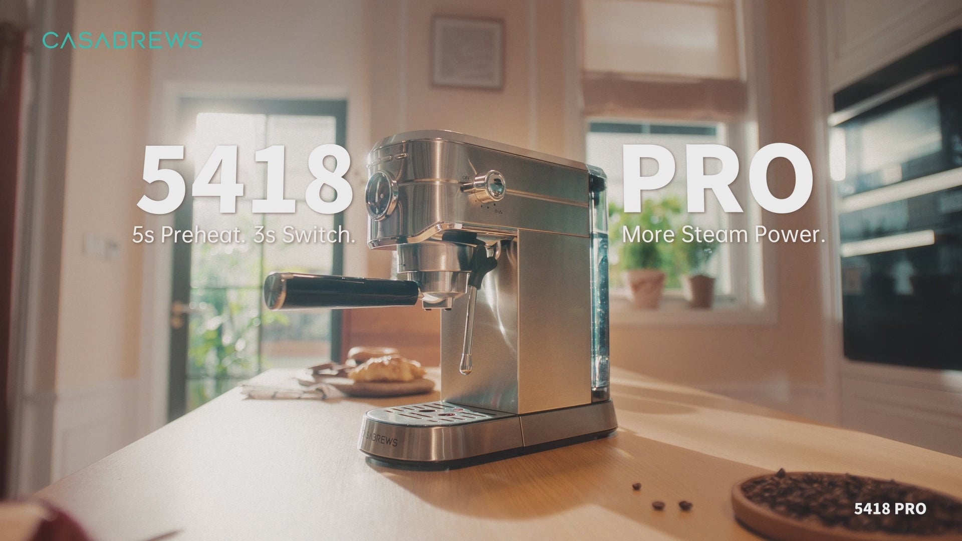 CASABREWS 5418 PRO Compact 20-Bar Home Espresso Machine with